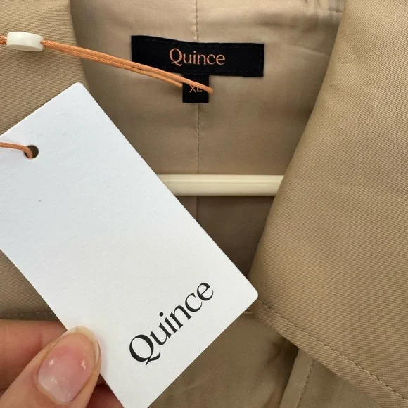 BRAND NEW Quince Beige Double-Breasted Trench Coat in XL - Picture 9 of 12